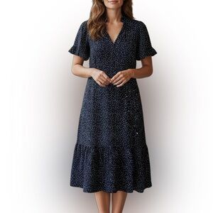 POLKA DOT NAVY BLUE DRESS SIZE SMALL NWOT